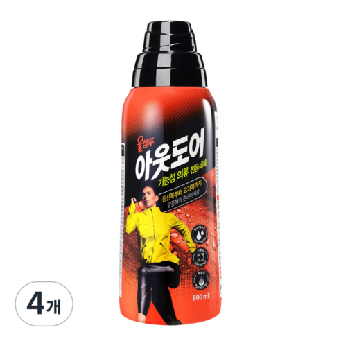 애경 울샴푸 아웃도어 기능성의류 전용세제, 800ml, 4개