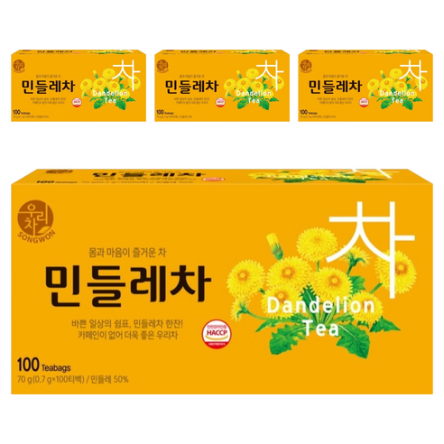 우리차 민들레차, 700mg, 100개입, 4개
