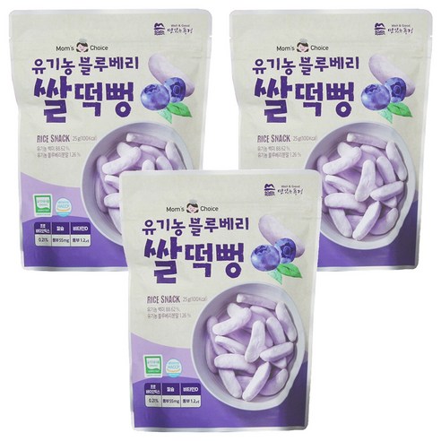 맛있는풍경 유기농 블루베리 쌀떡뻥, 블루베리맛, 25g, 3개