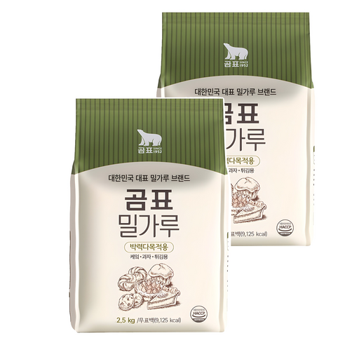 곰표 밀가루 박력, 2.5kg, 2개