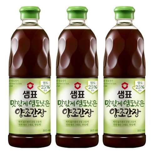 샘표 맛있게 염도낮은 양조간장, 860ml, 3개