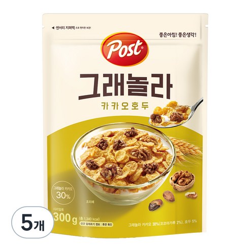 동서식품 포스트 그래놀라 카카오호두, 300g, 5개