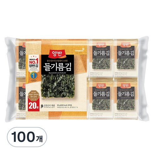 동원 양반 들기름 도시락김, 4.5g, 100개