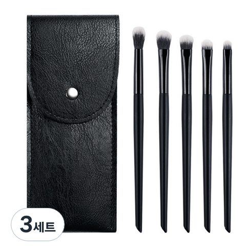 디에스 휴대용 파스텔 파우치 브러쉬 5종 세트, 블랙, 3세트