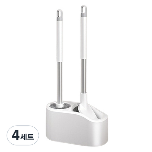 리빙공감 벽걸이형 변기 이중브러쉬 청소솔 2종 세트, 4세트, 화이트