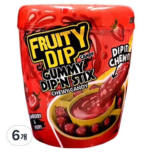 후루티딥젤리 딥앤 스틱캔디 체리향 딸기향, 96g, 6개
