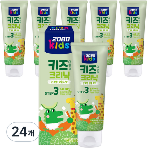 2080 키즈알파크리닉 3단계 치약 메론향, 80g, 24개