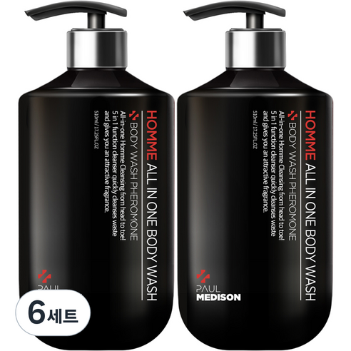폴메디슨 옴므 대용량 올인원 바디워시 페로몬향 510ml, 6개