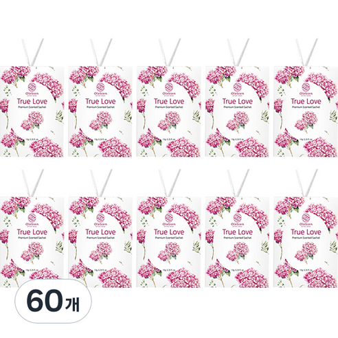 올레비엔 옷장 사쉐 종이방향제 본품 트루러브 향, 60개, 10g