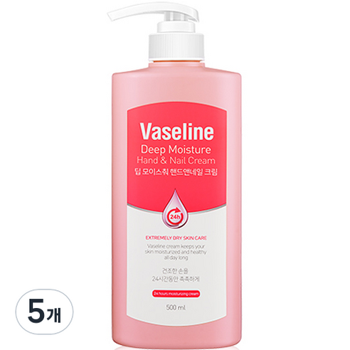 바세린 24h 딥 모이스춰 핸드앤네일 크림 머스크향, 500ml, 5개