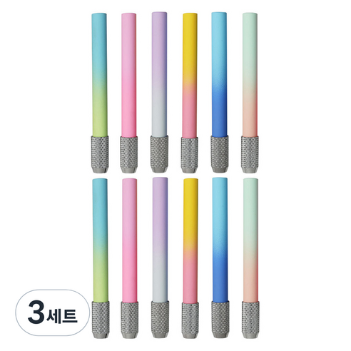 마다꾸미 몽땅 연필 익스텐더 홀더 컬러 연필깍지 6종 x 2p 세트, 그라데이션, 3세트