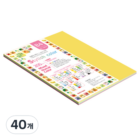 종이문화 SN 스타일리쉬 노멀 두꺼운 혼합색지 205g 12 Vivid Tone, 40개, B4