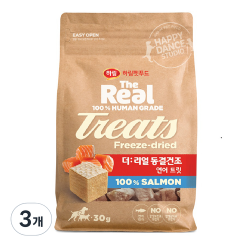 하림펫푸드 더리얼 동결건조 트릿, 연어, 30g, 3개