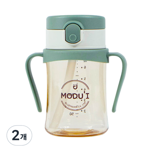 블루마마 모두아이 리뉴얼 원터치 빨대컵 200ml, 민트, 2개