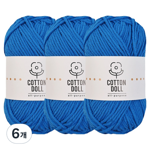 니뜨 코튼돌 뜨개실 50g, 6개, 32블루