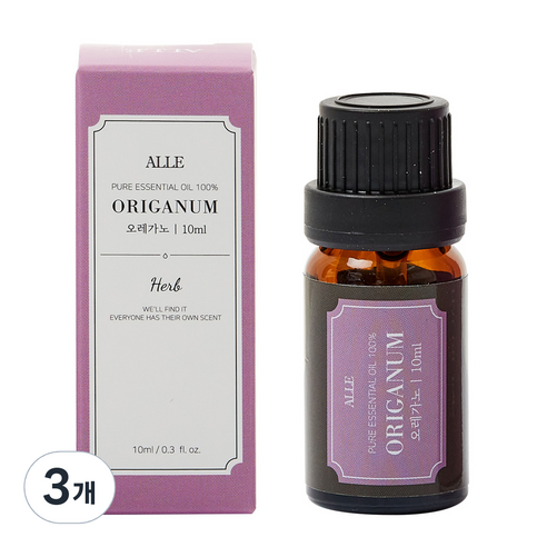 알레 퓨어 에센셜 오일 백프로 오레가노, 10ml, 3개
