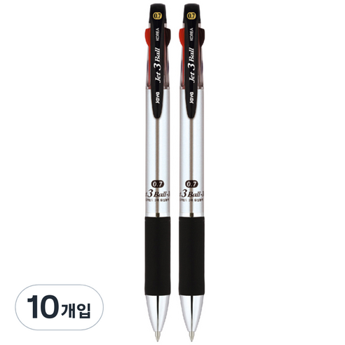자바펜 제트 3볼 M 다색펜 0.7mm, 메탈릭 실버, 10개입