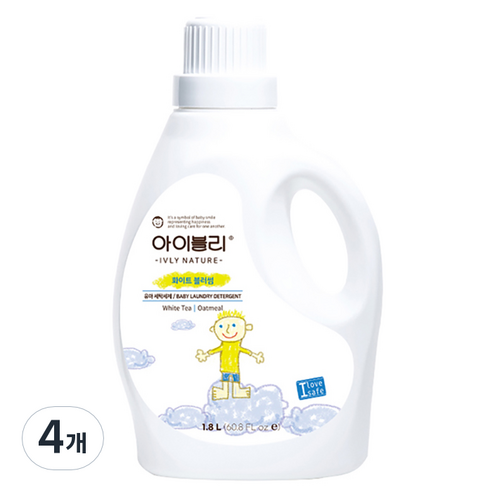 아이블리네이처 오트밀 유아세제 화이트 블러썸향 1.8L, 4개, 1800g