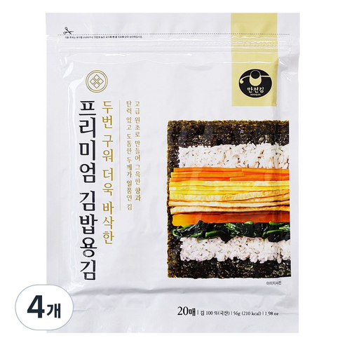 만전김 프리미엄 김밥용김 20매, 56g, 4개