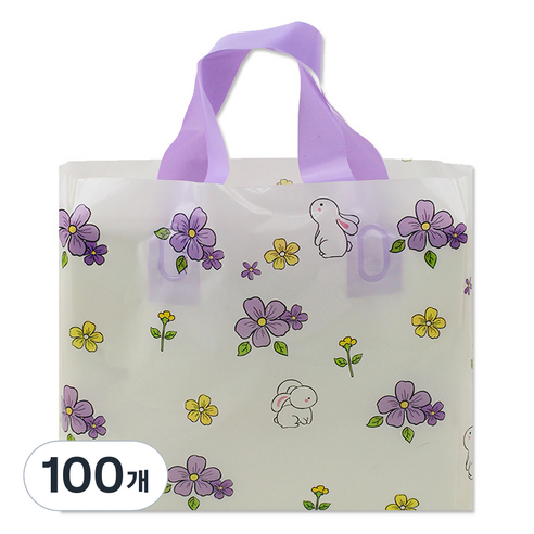 아이엔피 LDPE 손잡이 비닐백 대 40 x 30 cm, 04 퍼플플라워, 100개
