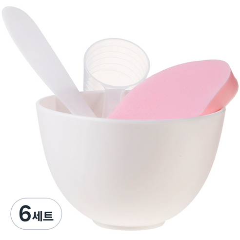 비타할로 모델링 팩 도구 4종 세트(팩볼 + 계량컵 + 스파츌라 대 + 해면), 혼합색상, 6세트
