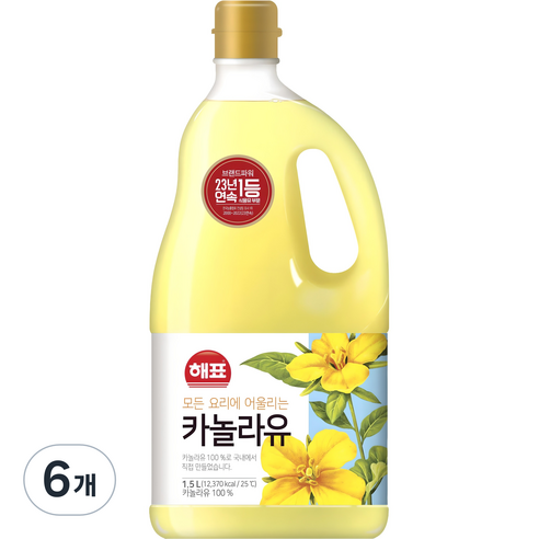 해표 카놀라유, 1.5L, 6개