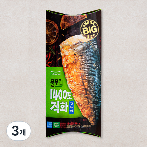 풀무원 1400도 직화 고등어, 85g, 3개