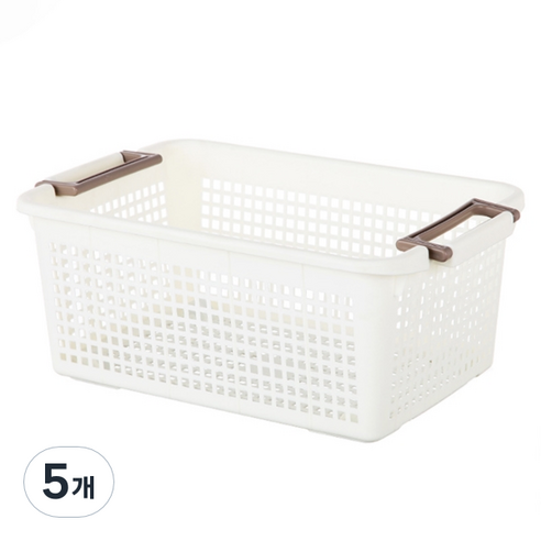 더자카 사각그물 손잡이 수납함, 화이트, 5개