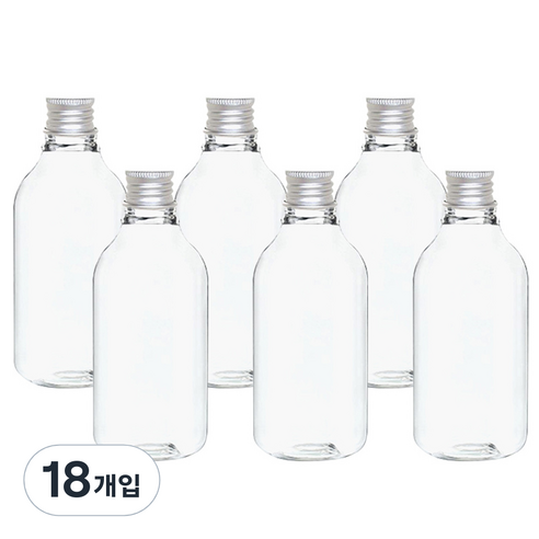 병도매닷컴 ARB100 투명 음료용기 알루미늄 실버캡, 100ml, 18개