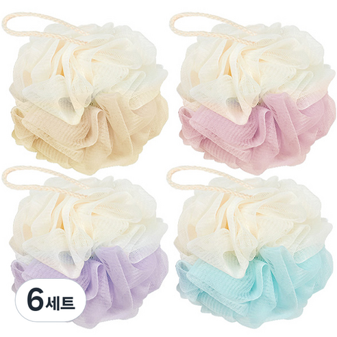 샤바스 매일쓰는 데일리 투톤 샤워볼 4종 x 45g 세트, 핑크, 옐로우, 블루, 바이올렛, 6세트, 4개입