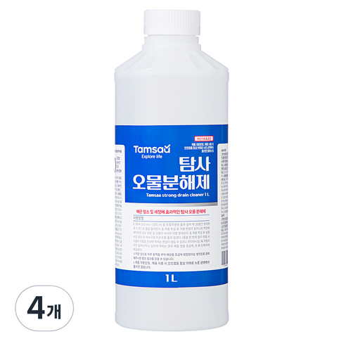 탐사 오물분해제 하수구 배수구 세정제 머리카락분해제거 악취방지, 1L, 4개