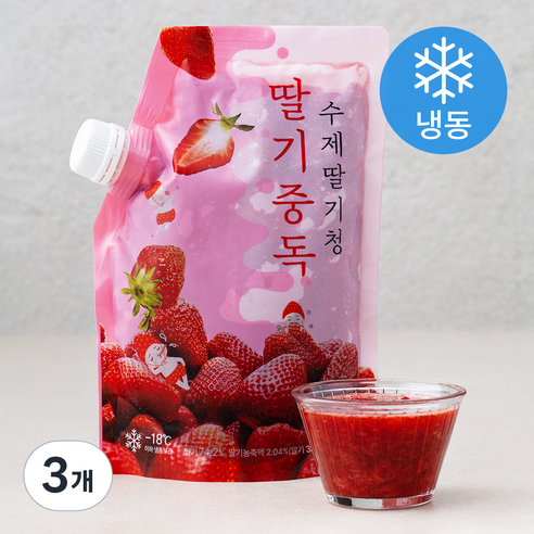 딸기중독 수제 딸기청 (냉동), 1kg, 3개