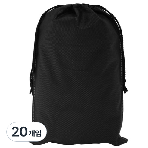 봄91 SYP 블랙 끈조리개 부직포 주머니 30 x 40 cm, 20개입