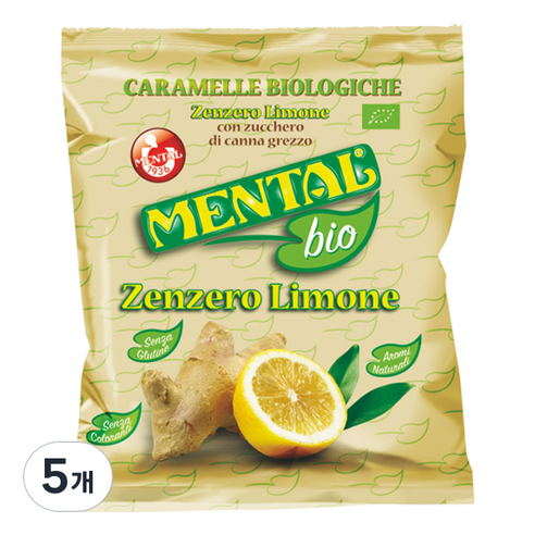 멘탈 유기농 생강 레몬 캔디, 90g, 5개