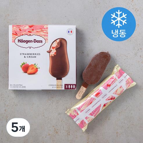 하겐다즈 멀티바 아이스크림 스트로베리 앤 크림 (냉동), 80ml, 3개입, 5개