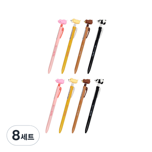 아이비스 큐티펫 젤펜 4종 세트 CR11557 0.5mm, 돼지, 강아지, 곰, 팬더, 8세트