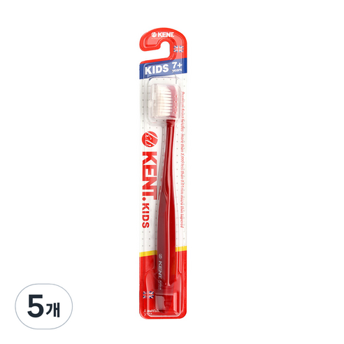 켄트 키즈 초극세모 칫솔, 레드, 5개, 1개입