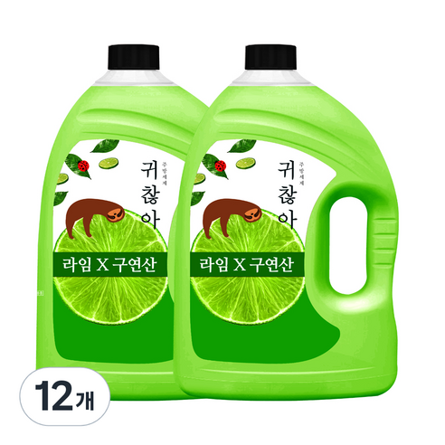 아토세이프 귀찮아 주방세제 라임향, 3L, 12개