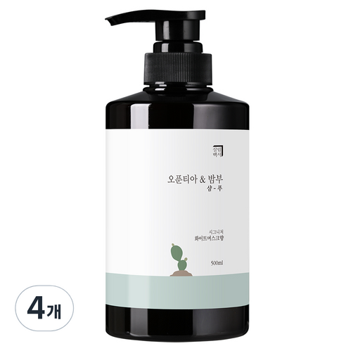 살림백서 오푼티아&밤부 샴푸 화이트머스크향, 1000ml, 4개