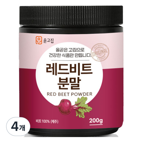 윤고집 레드비트 분말, 200g, 4개