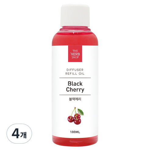 더허브샵 디퓨저 리필오일, 블랙체리, 100ml, 4개