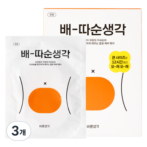 바른생각 파스형 배 따순 생각 핫팩 5p, 3개