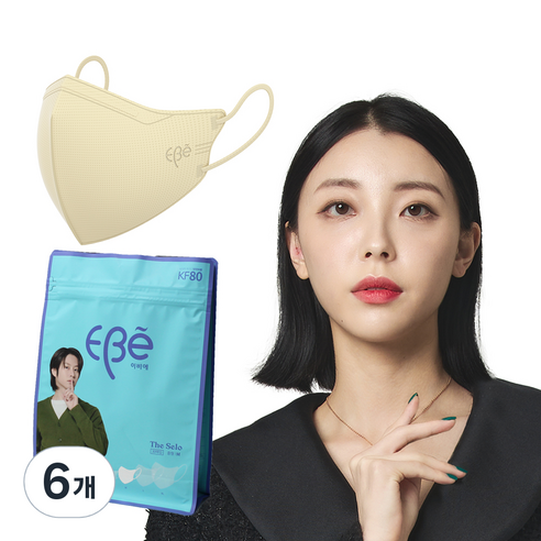 이비에 더세로 새부리형 황사보건용 마스크 중소형 KF80, 30개입, 6개, 아이보리