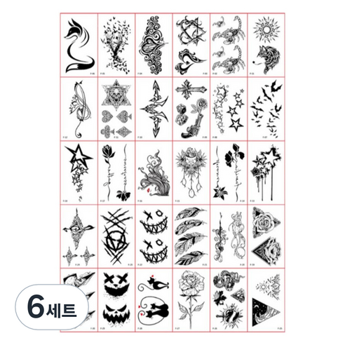 포커머스 헤나 타투 스티커 미니 30종 세트, 6세트, F타입