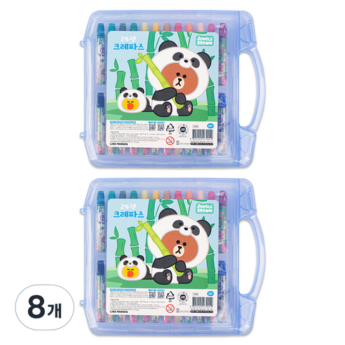 라인프렌즈 정글브라운 크레파스 블루, 24색, 8개