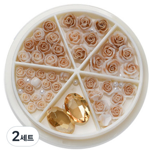플라워 믹스스톤 네일파츠 세트 KN-P107, 혼합색상(KN-P1078), 2세트