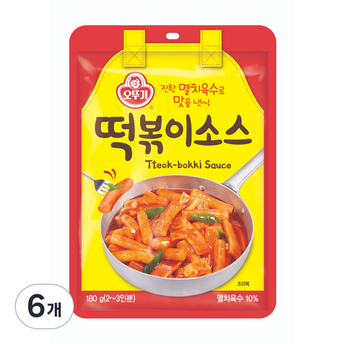 오뚜기 진한 멸치육수로 맛을 낸 떡볶이소스, 180g, 6개