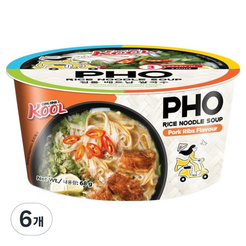 쿵딘포 폭립 쌀국수, 68g, 6개