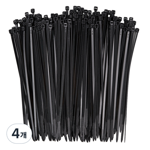 코멧 홈 고강도 PA66 케이블타이 대 0.5x20cm, 블랙, 4개