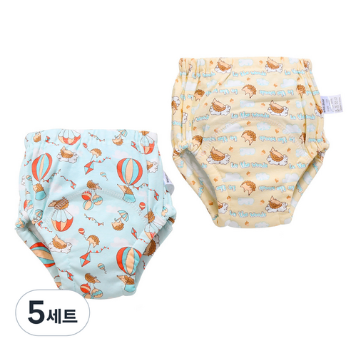 베베니즈 유아용 큐트패턴 배변훈련 팬티 2종 세트, 고슴도치, 5세트